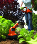 Woman using 20V Max Cordless Garden Tiller Kit PowerConnect Tool Only With Dual Tines For Cultivating Beds Weeding Aerating and Prepping Dry