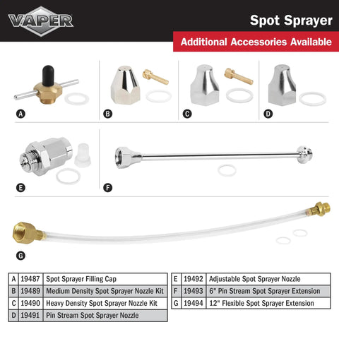 Accessories for Spot Spray Non Aerosol Sprayer Refillable Eco Friendly Green Handheld Tool featuring various nozzles and extensions.