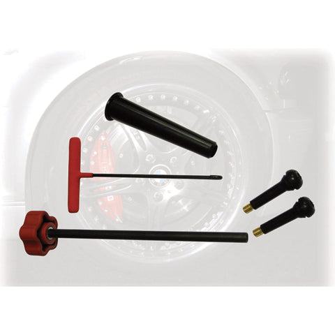 Quick Valve Change Tool For 453 Valve Stems That Lets You Swap Without Removing The Tire, shown with accessories