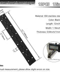 No Nonsense 12 Pack Piano Hinges Built Like A Tank With Rust Proof 304 Stainless Steel For Heavy Duty 12 Inch By 1.2 Inch Continuous Cabinet And Woodworking Projects, black 12 inch hinge with dimensions.