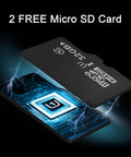 Two free micro SD cards included with 1080P Home Security Camera Kit, 2 Pack With Free SD Cards, Motion Detection, 2 Way Audio, Night Vision, And WiFi Wired Indoor Surveillance For Baby And Pets, Works With Alexa And Google, Cloud US Server.