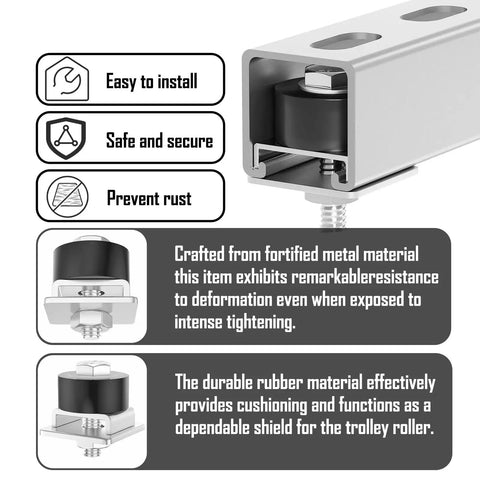 One And Five Eighths Inch Strut Trolley Limit Blocks Heavy Duty Two Pack with hardware details and material close-up