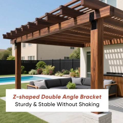 Heavy Duty Steel Z Pergola Brackets 4 Pack 5 By 5 Inch Z Shape Connectors used in outdoor pergola construction