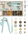 Snap Button Kit With Metal And Plastic Buttons And Fastener Pliers 140 Sets for Leather and Fabric in 5 color options with pliers