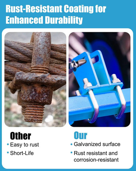 Comparison of rusted bolt and 6 Pack Square U Bolts With Nuts And Straps Included, 3 Inch Wide Zinc Plated Carbon Steel U Bolts, Built Tough, Heavy Duty Hardware.