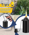 Six Pack Citronella Torch Replacement Canisters 16 Oz Refillable Torches With Wicks shown being refilled outdoors