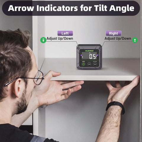 Magnetic Digital Angle Finder For Woodworking And Metal Bending, Inclinometer With Calibration, Precise Plus Minus 0.1 Degree At 0 Or 90, Plus Minus 0.2 Degree At Other Angles, 0-180 Range, VA LCD Display, Temperature Sensor For Stable Readings