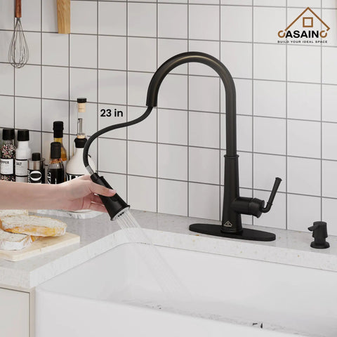 Matte Black No Touch Kitchen Faucet With Pull Down Sprayer And LED Indicator, 360 Degree Swivel Spout, 1.8 GPM, lead-free copper