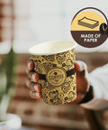 Hand holding 8 Ounce Disposable Paper Coffee Cup For Hot Beverages To Go Leak Resistant And Sturdy Ideal For Espresso Tea And Hot Chocolate