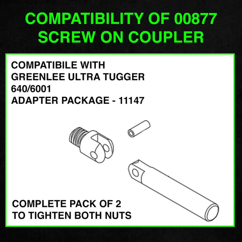 Greenlee 10 Inch Heavy Duty Handle Bolt Replacement For Ultra Tugger Cable Puller with adapter and screw coupler components.