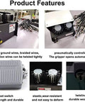 Product features of Auto Adjustable Wire Twisting Machine For Shielded Cable showing gripper, foot switch, and features in detail.