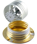 Concealed Pendent Fire Sprinkler Head With Decorative Cover Plate Dn15 Size showing brass frame and glass bulb trigger.