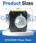Dryer Timer Replacement W10185981 Compatible With Whirlpool Kenmore Crosley Amana WPW10185981 41809520B5 AP6016540 1481704 PS11749830 EAP11749830 Easy Install No Fuss High Quality Parts That Endure, product size 4.06 x 3.39 in