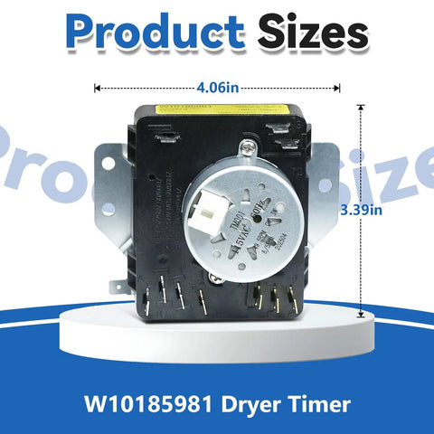 Dryer Timer Replacement W10185981 Compatible With Whirlpool Kenmore Crosley Amana WPW10185981 41809520B5 AP6016540 1481704 PS11749830 EAP11749830 Easy Install No Fuss High Quality Parts That Endure, product size 4.06 x 3.39 in