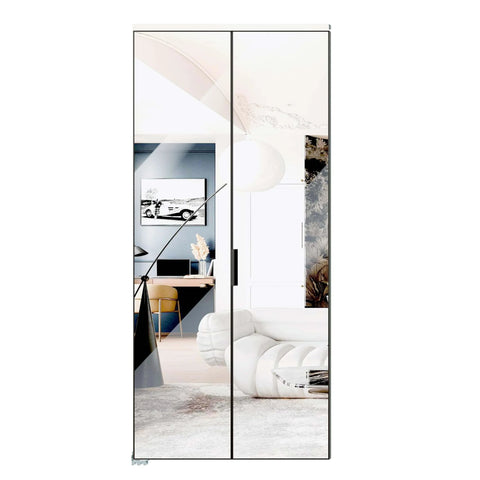 1 Lite Mirror Bifold Closet Doors With Sliding Hardware Kit Aluminum Alloy Folding Doors For Bedroom 36 Inch By 80 Inch Openings