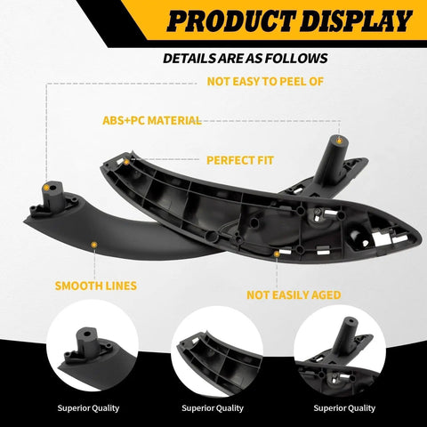 Front Left And Right Inner Door Pull Handles For BMW 3 Series F30 F31 2012 Through 2018 320i Replacement Inner Trim Door Handle Set OEM Style No Fuss Direct Fit Easy Install Long Lasting High Quality black ABS+PC material pair