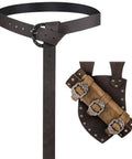 Adjustable Medieval Sword Belt Frog For Right Hand, Viking Sword Holster Leather Belt For LARP, brown leather close-up