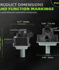 Dimensions of Evap Purge Vacuum Solenoid Valve Replacement For Toyota Cars 136200-7350 994-116 CP808 with black housing.