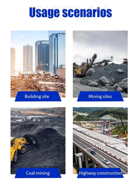 Usage scenarios showing building site, mining sites, coal mining, and highway construction for Compact Hydraulic Digger For Construction And Landscaping Jobs, City Ready Trenching And Digging On Tight Sites, Farm And Municipal Maintenance, Versatile Small Site Machine With Multi Attachment Compatibility And Quick Setup.