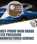 8 Pack License Plate Screw Kit For Most Cars In 304 Stainless Steel Hex Head Self Tapping Bolts Rust Proof Silver Frame Accessories One Quarter Inch Diameter Three Quarter Inch Length close-up.