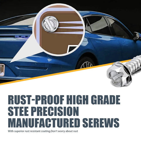 8 Pack License Plate Screw Kit For Most Cars In 304 Stainless Steel Hex Head Self Tapping Bolts Rust Proof Silver Frame Accessories One Quarter Inch Diameter Three Quarter Inch Length close-up.