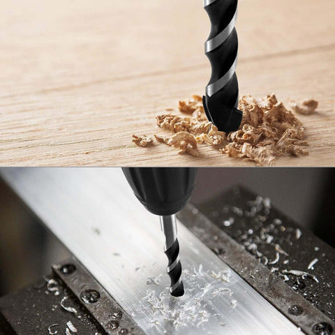 QWORK 8-pc multi-material drill bit set with tungsten carbide tips for tile, concrete, brick, glass, plastic and wood.