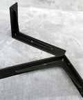 Heavy Duty Wall Mount Floating Shelf Brackets Right Angle Corner Iron L Brackets Rust Resistant Finish set of two shown on gray background.