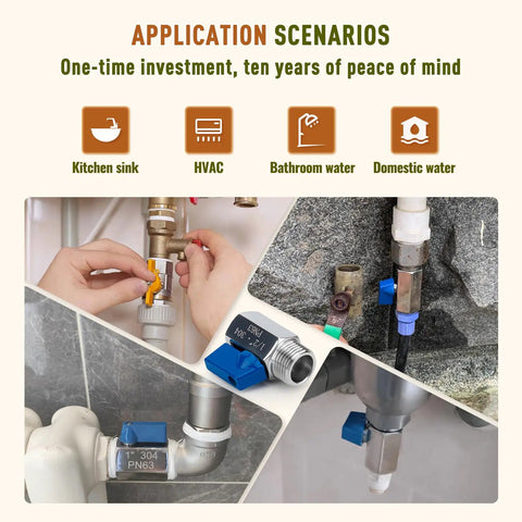 Application scenarios for Two Pack One Half Inch Mini Ball Valve Set in 304 Stainless Steel with various plumbing uses.