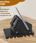 Heavy-duty metal 1.38 Inch Circle Paper Punch for button making, shown on wooden surface, black finish, side view