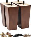 8 Inch Solid Wood Pyramid Furniture Legs Set Of 4 Walnut Replacement Feet For Couch And Sofa, DIY Repair And Restoration