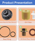 Oil Change Tool Kit for Toyota and Lexus, 04152-YZZA1 Replacement Set with 64mm 14Flute Oil Filter Wrench, Plug, Gasket, and Seal Ring