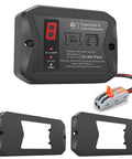 Hardwired 12V Propane Gas Detector For Camp Rig And Travel Trailer With Flush Or Surface Mounts, displaying digital readings and install kit components.