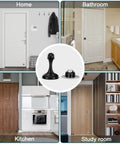 Magnetic Door Stopper Heavy Duty Door Holder With No Drill Wall Or Floor Mount 3M Adhesive And Screws Stainless Steel Black