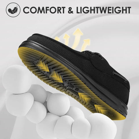 Men's Steel Toe Work Shoes Slip Resistant Lightweight Safety Loafers Built For Tough Jobs On Construction And Factory Floors