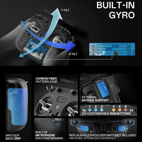 16 Channel ELRS Transmitter With AG02 CNC Hall Gimbals And 3.5 Inch IPS Touchscreen Pro Grade RC Controller details