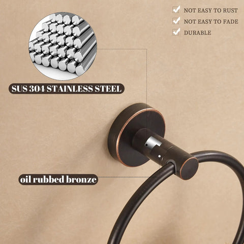 Oil Rubbed Toilet Paper Holder And Towel Ring Set Wall Mounted Rustic Farmhouse Style Rustproof Stainless Steel Bathroom