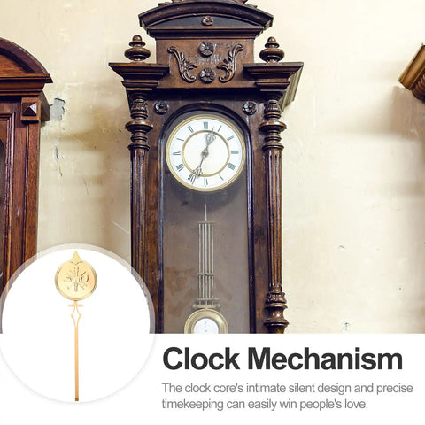 Antique wooden grandfather clock with visible golden metal clock pendulum replacement part 8.27 by 2.36 inch for DIY repair.