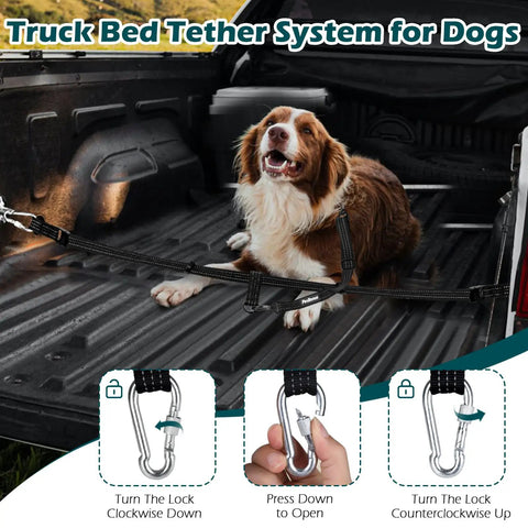 Badass Heavy Duty Truck Bed Dog Leash Double Lock Nylon Tether Keeps Your Pup Locked Down Hassle Free For All Breeds During Road Trips And Daily Tailgate Errands