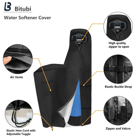 Water Softener Cover With Split Zipper And UV Shield Outdoor Brine Tank Cover Waterproof All Weather Protection 64 Inch High