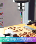 Spiral Downcut Router Bit Heavy Duty One Eighth Inch Cutting Diameter One Quarter Inch Shank Solid Carbide CNC End Mill With TAC Coating used for precise wood engraving