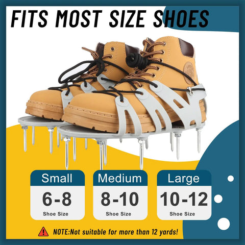 Lawn Aerator Shoes With Wrap Around Lacing And Spiked Soles For Easy Grass Aeration No Fuss Flexible Bendable Sole One Size Fits All