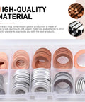100 Pack Oil Drain Plug Crush Washers Kit With Copper And Aluminum Mix in plastic case, five sizes M10-M18, gold finish