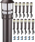 Low Voltage Landscape Pathway Lights 12 Pack 3W 12 To 24V Aluminum Bollard Outdoor Lighting with 360 Degree Coverage shown