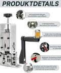 Wire Stripper Machine 1 To 25MM For Hand Crank Or Drill Powered Use showing product details and features in silver color.