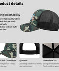 Camo Unisex Cotton Baseball Hat Trucker Cap Dope Breathable Dad Hat for Golf Fishing with Classic Full Curved Brim and Mesh Back