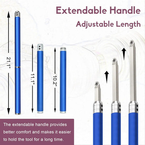 Extendable handle of Carbide Tipped Wood Turning Tools Set With Lathe Rougher Finisher And Swan Neck Hollowing Bits