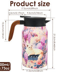 Floral Pattern Teapot With Wood Handle, Insulated Stainless Steel Thermal Teapot With Infuser, 50.73 Oz, vintage decor.