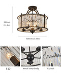 Sleek Black Crystal Chandelier With Five Lights For A Lit Look Semi Flush Mount Ceiling Fixture With K9 Crystals, E12 base.
