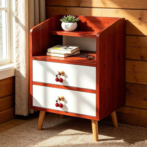 Dope Red Cherry Cabinet Knobs Pack For Kitchen Drawers And Dressers, Sturdy Zinc Alloy Furniture Pulls With Quick Single Hole Installation, Fresh High Quality Home Hardware Refresh displayed on a stylish dresser.