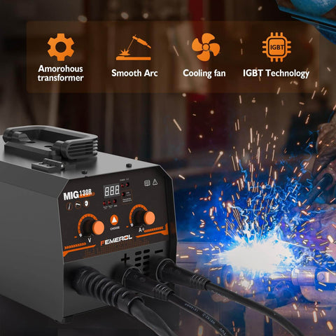 2 In 1 Flux Core And Stick Welder With 130 Amp 110V Gasless MIG Machine, Synergy IGBT Inverter, Portable Wire Feed Welder in use